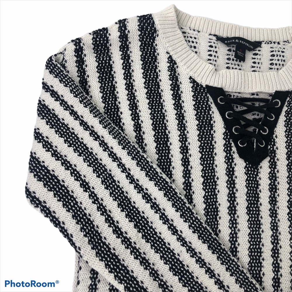 Rock and Republic Striped Knit Sweater Sz S - Picture 2 of 13